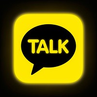 KakaoTalk icon for social media in neon design psd. 13 MAY 2022 - BANGKOK, THAILAND