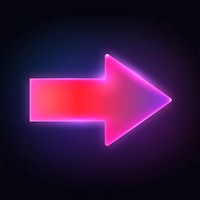 Arrow icon, neon glow design psd