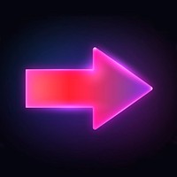 Arrow icon, neon glow design vector