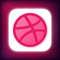 Dribbble icon for social media in neon design psd. 13 MAY 2022 - BANGKOK, THAILAND