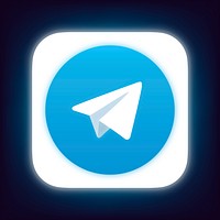 Telegram icon for social media in neon design psd. 13 MAY 2022 - BANGKOK, THAILAND