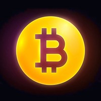 Bitcoin cryptocurrency icon, neon glow design psd