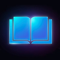 Open book, education icon, neon glow design psd