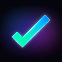 Check mark icon, neon glow design psd