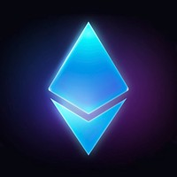 Ethereum cryptocurrency icon, neon glow design vector