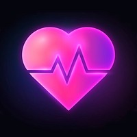 Heartbeat, health icon, neon glow design psd