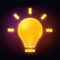 Light bulb icon, neon glow design vector