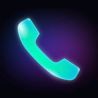 Phone call app icon, neon glow design psd