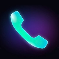 Phone call app icon, neon glow design vector