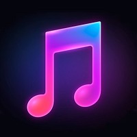 Music note app icon, neon glow design psd