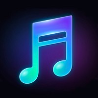 Music note app icon, neon glow design psd