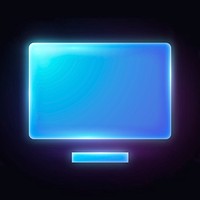 Computer screen icon, neon glow design