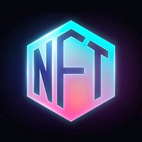 NFT cryptocurrency icon, neon glow design vector