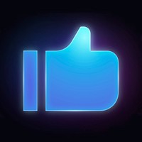 Thumbs up, like icon, neon glow design psd