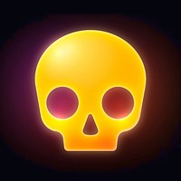 Human skull icon, neon glow design psd