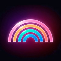 Rainbow icon, neon glow design psd