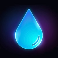 Water drop, environment icon, neon glow design psd