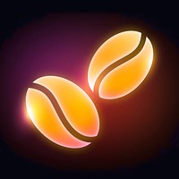 Coffee bean, cafe icon, neon glow design vector