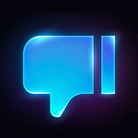 Thumbs down, dislike icon, neon glow design psd