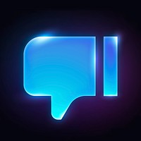 Thumbs down, dislike icon, neon glow design vector