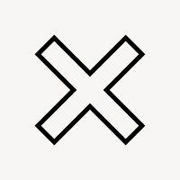 X mark line icon, minimal design psd