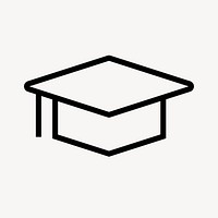 Graduation cap, education line icon, minimal design psd