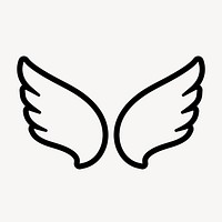 Line art wings icon, minimal design vector