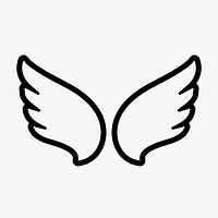 Line art wings icon, minimal design psd