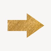 Arrow icon, gold illustration psd