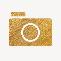 Camera app icon, gold illustration psd