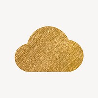 Cloud storage icon, gold illustration