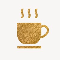 Coffee mug, cafe icon, gold illustration vector