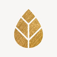 Leaf, environment icon, gold illustration