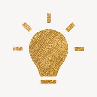 Light bulb icon, gold illustration psd