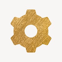 Cog, settings icon, gold illustration psd