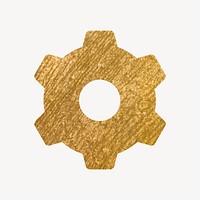 Cog, settings icon, gold illustration vector