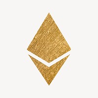 Ethereum cryptocurrency icon, gold illustration