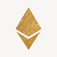 Ethereum cryptocurrency icon, gold illustration psd