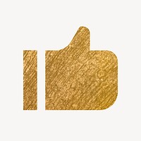 Thumbs up, like icon, gold illustration vector