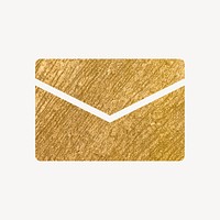 Envelope email icon, gold illustration psd