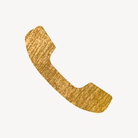 Phone call app icon, gold illustration vector