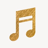 Music note app icon, gold illustration vector