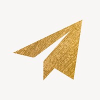 Paper plane messenger icon, gold illustration psd