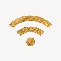 Wifi network icon, gold illustration psd