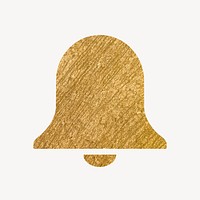 Bell, notification icon, gold illustration psd