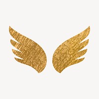 Wings icon, gold illustration vector