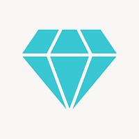 Diamond shape icon, flat graphic psd