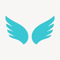 Blue wings icon, flat graphic psd