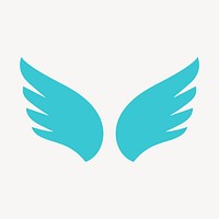 Blue wings icon, flat graphic vector