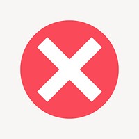 X mark icon, flat graphic